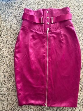 Honey Birdette Chastity High-Waist Zip-Front Pencil Skirt